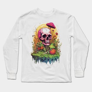 Flowers and Skull Long Sleeve T-Shirt